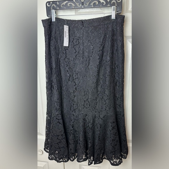 New J.CREW Tall Black Lace Trumpet Skirt Midi Holiday Cocktail Party Work Long - Picture 12 of 12